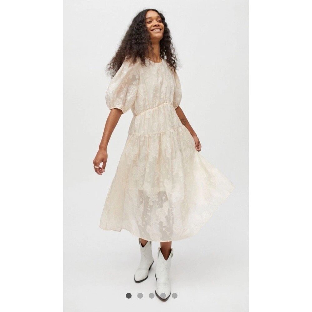 Moon River Floral Puff Sleeve Tiered Ruffle Midi Dress Sz S NWT Urban Outfitters